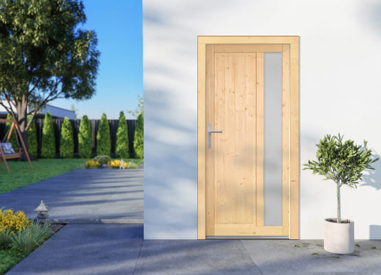 porte de service bois avantages porte de service bois sur façade de maison