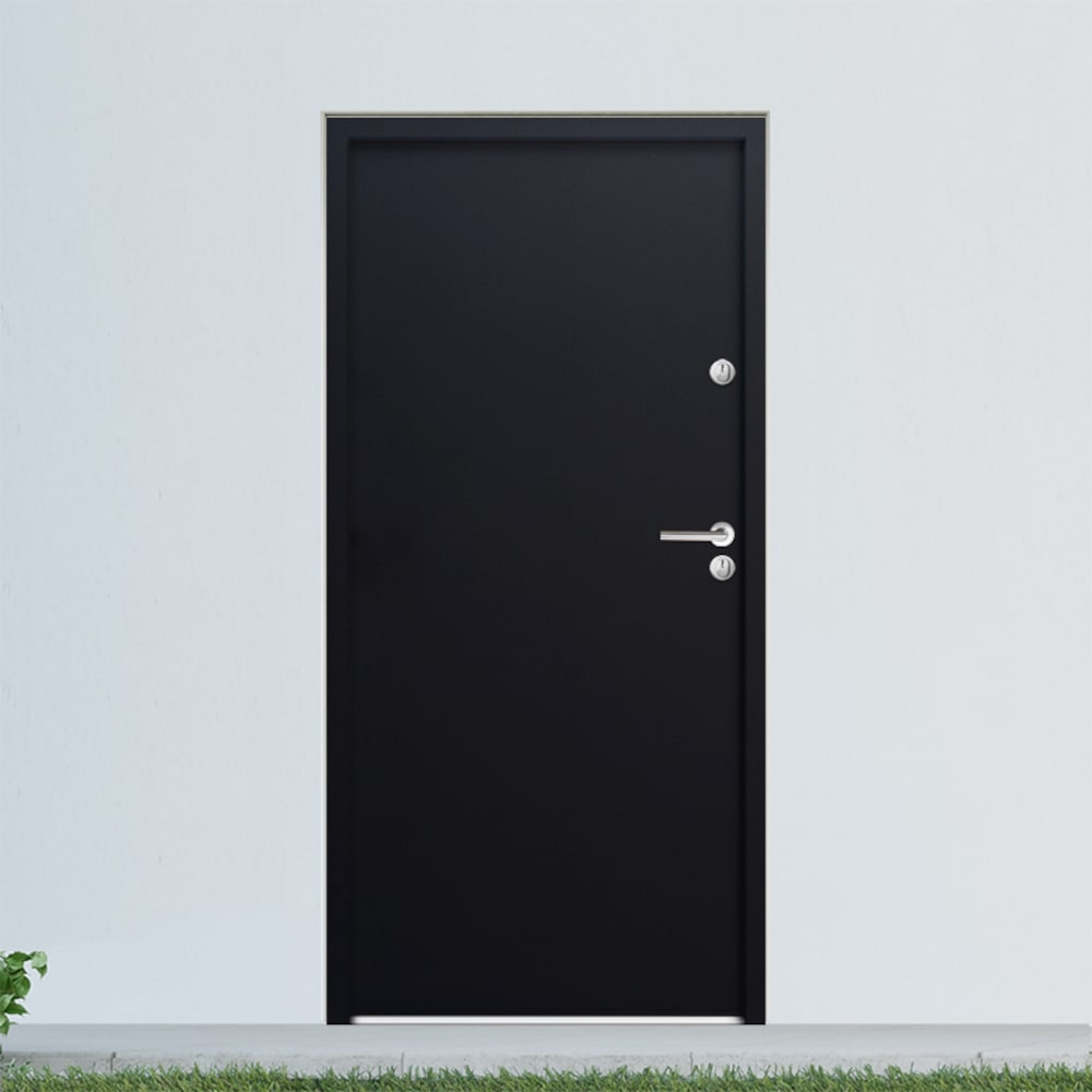 porte de service acier galvanisé 90 cm vue de l'extérieur