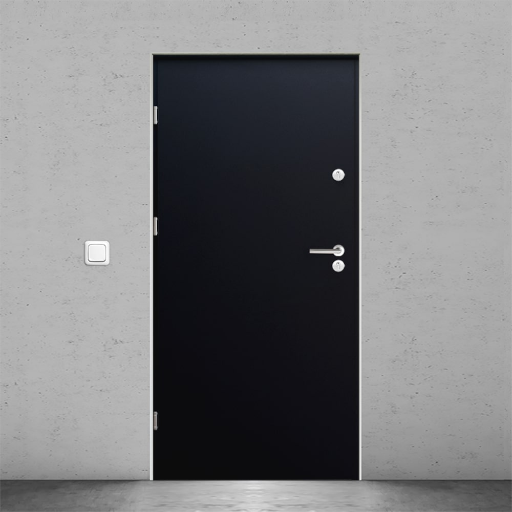 porte de service acier galvanisé 90 cm vue de l'intérieur