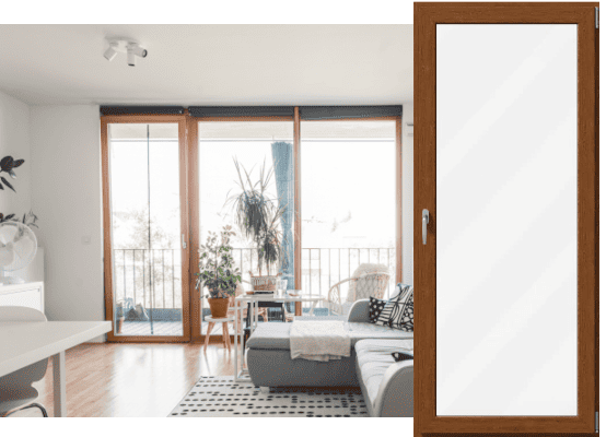 Porte-fenêtre en bois effet eucalyptus