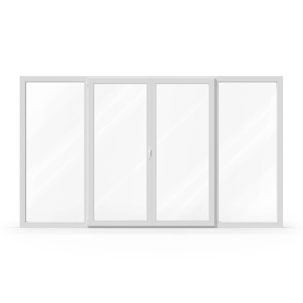 Oscillo‑battant à quatre vantaux, vantaux centraux ouvrants Oscillo‑battant à quatre vantaux, vantaux centraux ouvrants