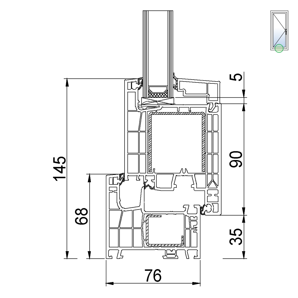Porte-fenêtre avec vantail large pour mécanisme de porte