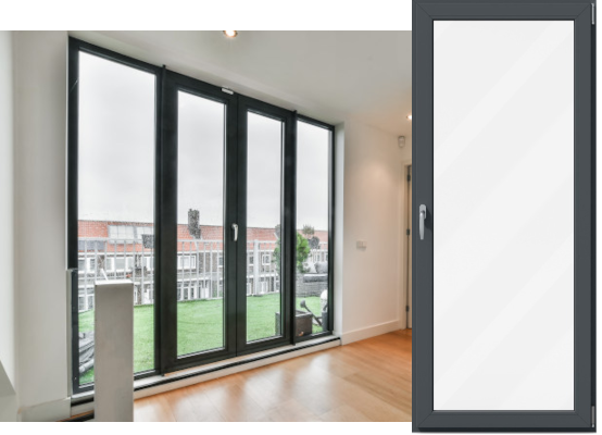 Porte-fenêtre en gris moderne Porte-fenêtre en gris moderne