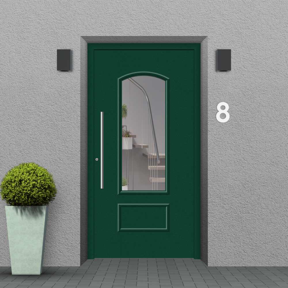 Porte d'entrée bois vert