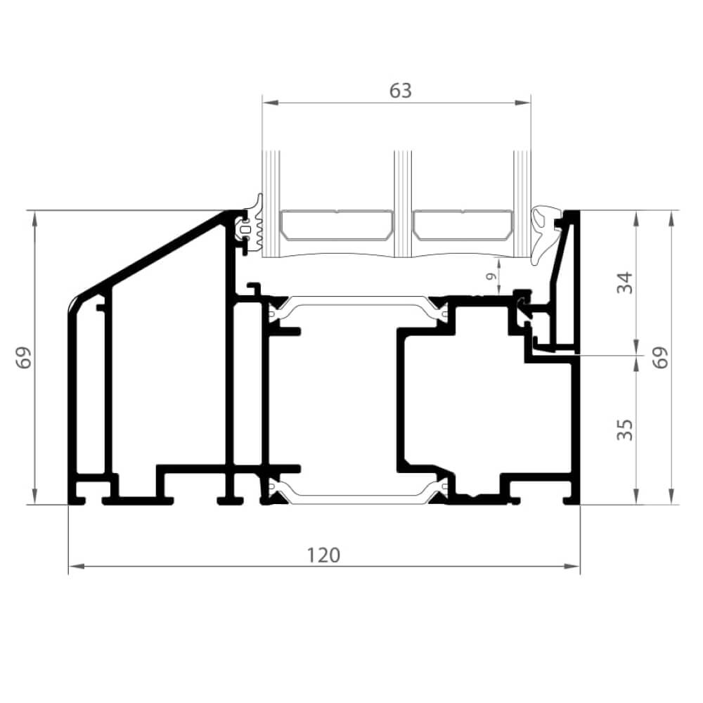 Exclusif Classique : Cadre vitrage fixe étroit (latéral / supérieur)