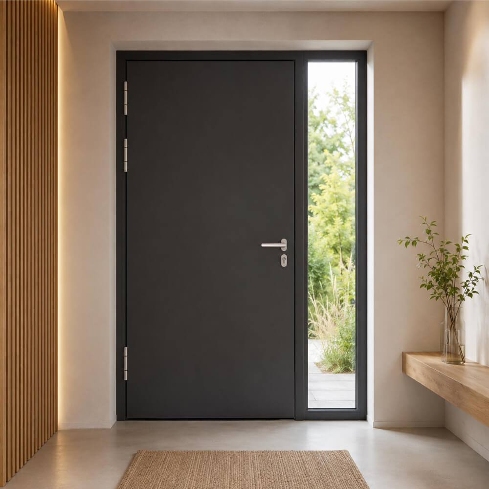 Porte d'entrée Schüco Cognac installation intérieure