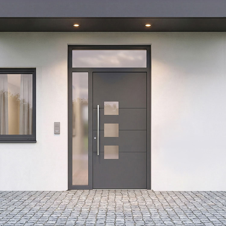 Porte d'entrée Schüco avec tierce à gauche et imposte Porte d'entrée Schüco avec tierce à gauche et imposte