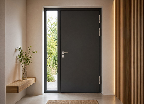 Porte d'entrée Schüeco intérieure naturelle