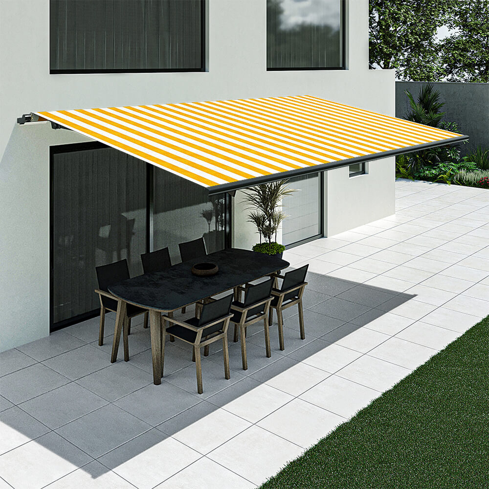 Store banne rayé jaune et blanc