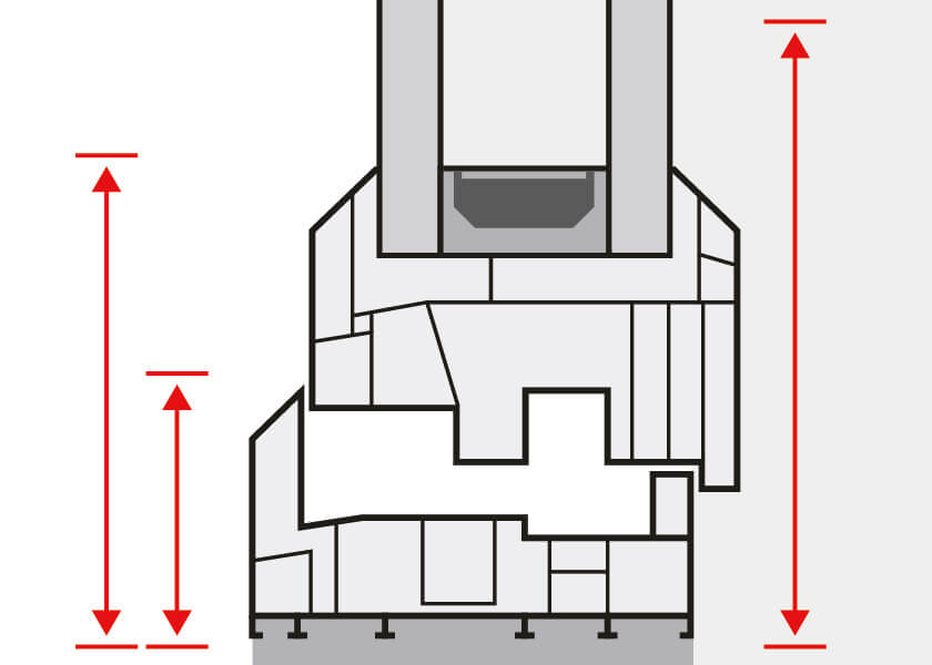 Croquis détaillés d'une porte accoderon mixte bois-alu