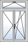 porte fenetre 2 vantaux oscillo battante a droite avec tierce ouvrante