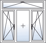 porte fenetre 3 vantaux avec tierce ouvrante et ouverture oscillo battante droite et gauche