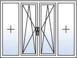 porte-fenêtre 4 vantaux ouverture des deux cotes 