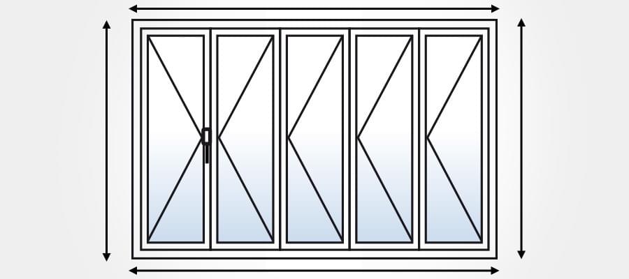 Dimensions et ouvertures d'une porte-fenêtre à plusieurs vantaux