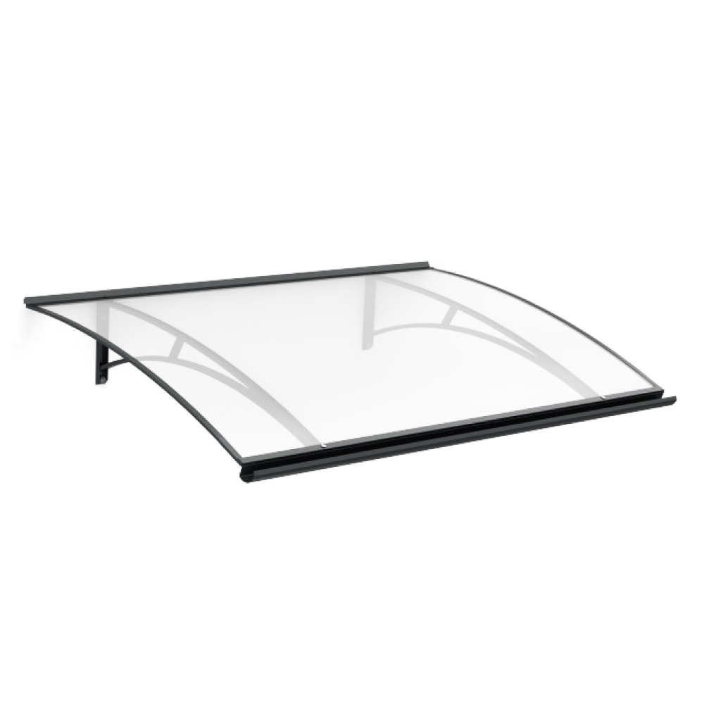 Auvent De Porte En Polycarbonate Noir 200x80 Cm | Marquise Pour Terrasse, Entrée | Supports ABS Et Aluminium